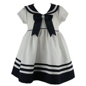 Bonnie Jean Dress 12 Month Girls Sailors Bloomers White Blue NWT